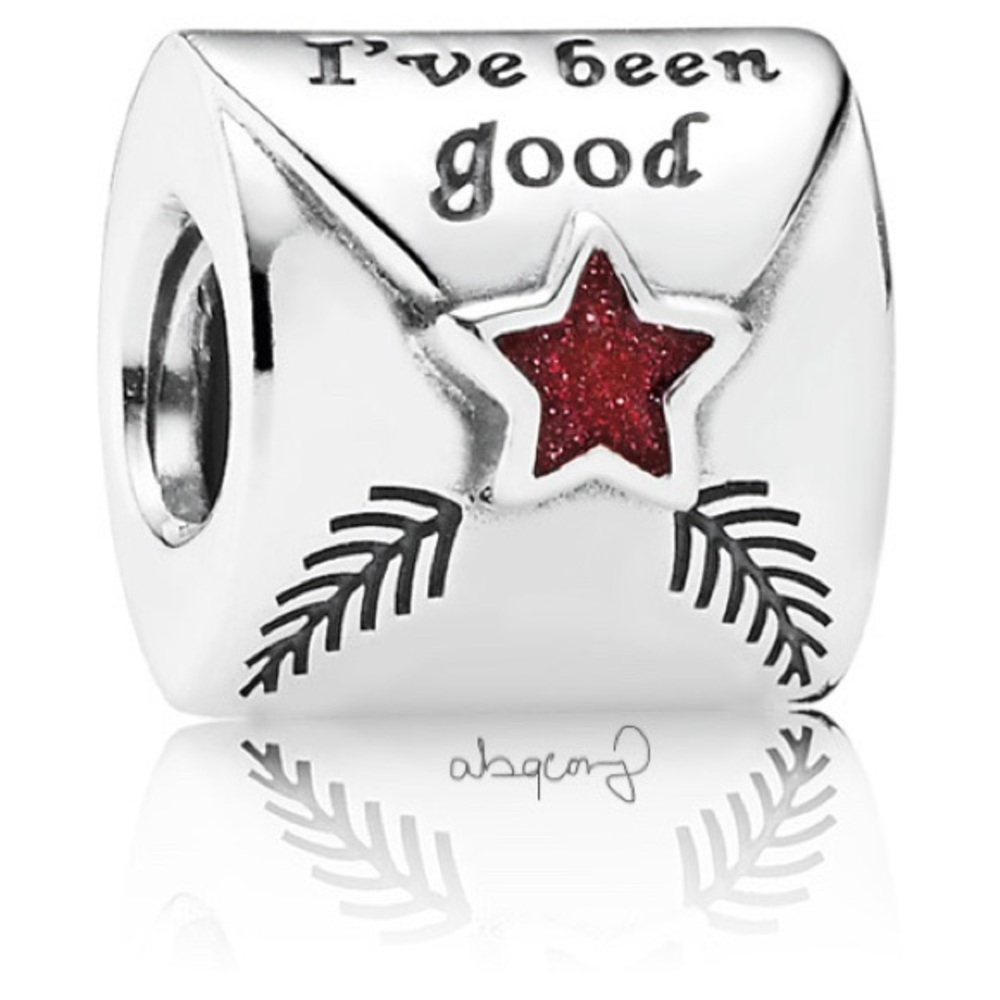 EUC Pandora 791390EN58 Sterling Silver Letter to Santa Christmas Charm w/ Star